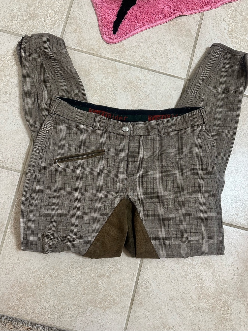 Women’s Brown Plaid Riding Breeches - Classic Equestrian Style
